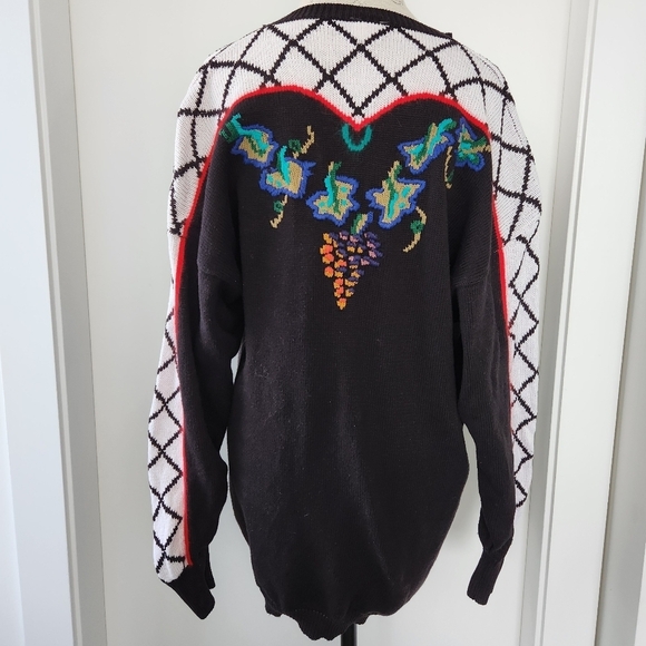 80s graphic knit buttonup cardigan sweater - Picture 4 of 10
